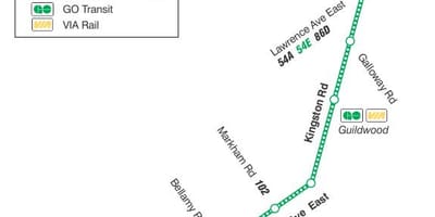 Карта ТТР 198 н т Скарборо ракете аутобуске трасе Торонту