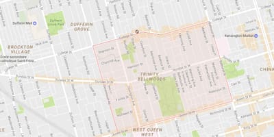 Карта Тројице–Bellwoods области Торонту