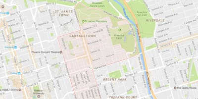 Карта Cabbagetown области Торонту