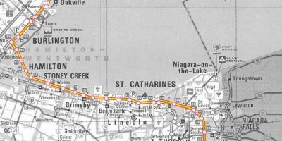 Карта Торонту аутопута краљице Елизабете пут