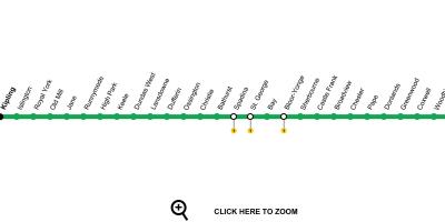 Карта Торонту 2 линије метроа Блур-Данфорт