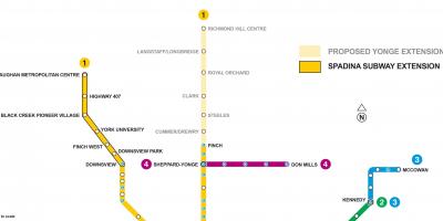Карта Торонту проширење метро 