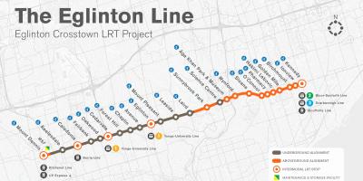Карта метро Торонту пројекта Эглинтон линије 