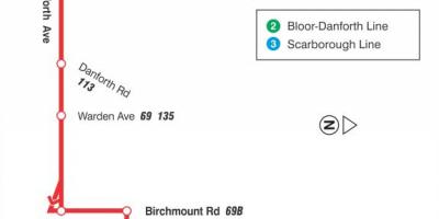 Карта ТТС 20 Цлиффсиде аутобус на релацији Торонто